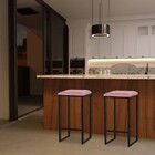 Banqueta Decorativa Billie Base Preta Suede Rosa G41 - Gran B