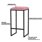 Banqueta Decorativa Billie Base Preta Suede Rosa G41 - Gran B