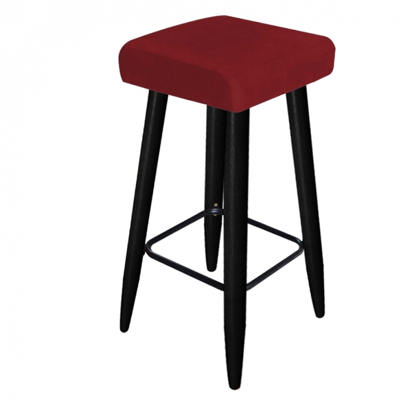 Banqueta Decorativa Chloe Suede Vermelho Pés Palito Preto