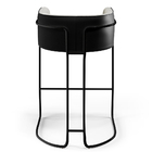 Banqueta Decorativa Fixa Base Aço Preto Betina D02 Linho Cinz