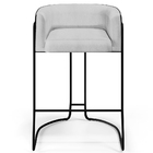 Banqueta Decorativa Fixa Base Aço Preto Betina D02 Linho Cinz