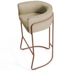 Banqueta Decorativa Fixa Base De Aço Cobre Betina D02 Linho B