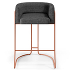 Banqueta Decorativa Fixa Base De Aço Cobre Betina D02 Linho C