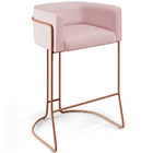 Banqueta Decorativa Fixa Base De Aço Cobre Betina D02 Veludo