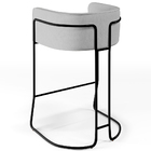 Banqueta Decorativa Fixa Base De Aço Preto Betina D02 Linho C