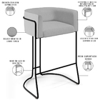 Banqueta Decorativa Fixa Base De Aço Preto Betina D02 Linho C