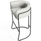 Banqueta Decorativa Fixa Base De Aço Preto Betina D02 Linho C