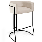 Banqueta Decorativa Fixa Base De Aço Preto Betina D02 Linho C