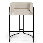 Banqueta Decorativa Fixa Base De Aço Preto Betina D02 Linho C