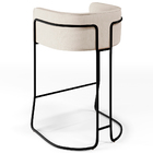 Banqueta Decorativa Fixa Base De Aço Preto Betina D02 Linho C