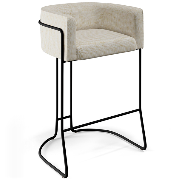 Banqueta Decorativa Fixa Base De Aço Preto Betina D02 Linho C