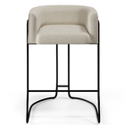 Banqueta Decorativa Fixa Base De Aço Preto Betina D02 Linho C