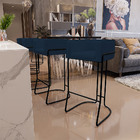 Banqueta Decorativa Fixa Base De Aço Preto Betina D02 Veludo