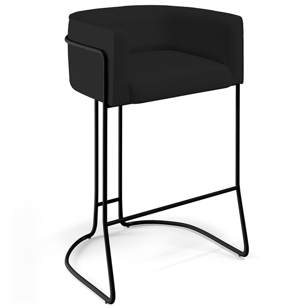 Banqueta Decorativa Fixa Base De Aço Preto Betina D02 Veludo