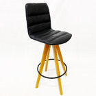 Banqueta Decorativa Helena Gomada Nobuk Preto Base Giratória