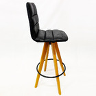 Banqueta Decorativa Helena Gomada Nobuk Preto Base Giratória