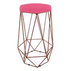 Banqueta Decorativa Hexagonal Aramado Bronze Corino Pink