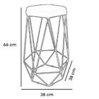 Banqueta Decorativa Hexagonal Aramado Bronze Veludo Rosê