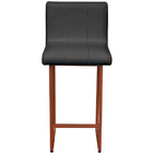 Banqueta Decorativa Iris Para Cozinha Corino Preto Base Bronz