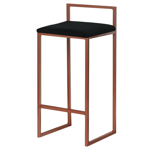 Banqueta Decorativa Jasmine Base Bronze Suede Preto G41 - Gra