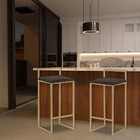 Banqueta Decorativa Jasmine Base Gold Suede Marrom G41 - Gran