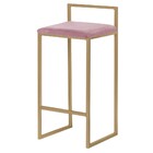 Banqueta Decorativa Jasmine Base Gold Veludo Rosê G41 - Gran