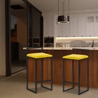 Banqueta Decorativa Jasmine Base Preto Suede Amarelo G41 - Gr