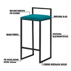 Banqueta Decorativa Jasmine Base Preto Suede Azul Claro G41 -