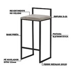 Banqueta Decorativa Jasmine Base Preto Veludo Cinza G41 - Gra