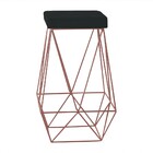 Banqueta Decorativa Kathy Base Bronze Suede Preto G41 - Gran