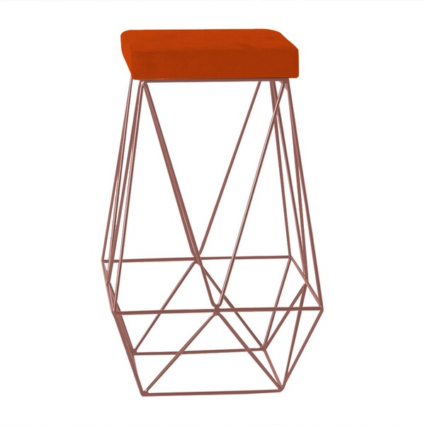 Banqueta Decorativa Kathy Base Bronze Suede Telha G41 - Gran