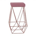 Banqueta Decorativa Kathy Base Bronze Veludo Rosê G41 - Gran