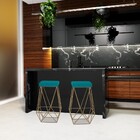 Banqueta Decorativa Kathy Base Gold Suede Azul Claro G41 - Gr