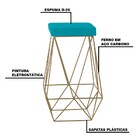 Banqueta Decorativa Kathy Base Gold Suede Azul Claro G41 - Gr