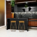 Banqueta Decorativa Kathy Base Gold Suede Mostarda G41 - Gran