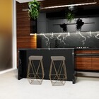 Banqueta Decorativa Kathy Base Gold Veludo Cinza G41 - Gran B