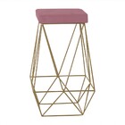 Banqueta Decorativa Kathy Base Gold Veludo Rosê G41 - Gran Be