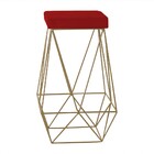 Banqueta Decorativa Kathy Base Gold Veludo Vermelho G41 - Gra