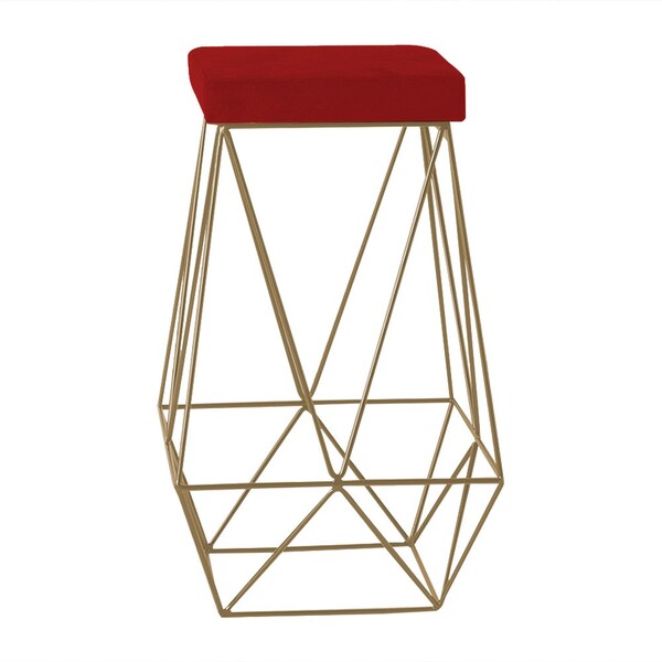 Banqueta Decorativa Kathy Base Gold Veludo Vermelho G41 - Gra