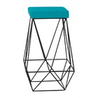 Banqueta Decorativa Kathy Base Preta Suede Azul Claro G41 - G