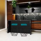 Banqueta Decorativa Kathy Base Preta Suede Azul Claro G41 - G