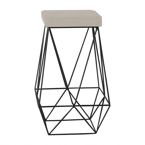 Banqueta Decorativa Kathy Base Preta Suede Bege G41 - Gran Be