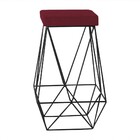 Banqueta Decorativa Kathy Base Preta Suede Bordô G41 - Gran B