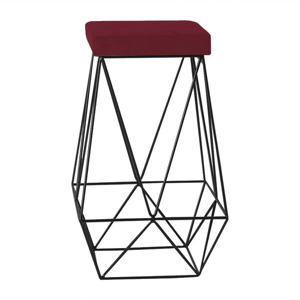 Banqueta Decorativa Kathy Base Preta Suede Bordô G41 - Gran B