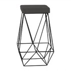 Banqueta Decorativa Kathy Base Preta Suede Cinza G41 - Gran B