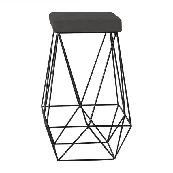 Banqueta Decorativa Kathy Base Preta Suede Cinza G41 - Gran B