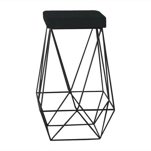 Banqueta Decorativa Kathy Base Preta Veludo Preto G41 - Gran