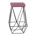 Banqueta Decorativa Kathy Base Preta Veludo Rosê G41 - Gran B