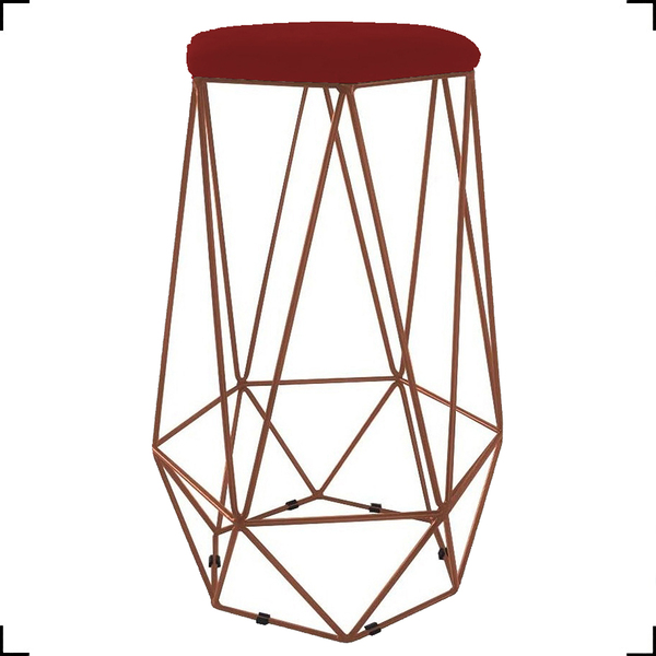 Banqueta Decorativa Para Cozinha Hexágonal Aramado Base Bronz