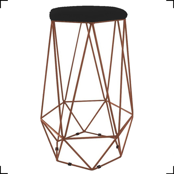 Banqueta Decorativa Para Cozinha Hexágonal Aramado Base Bronz